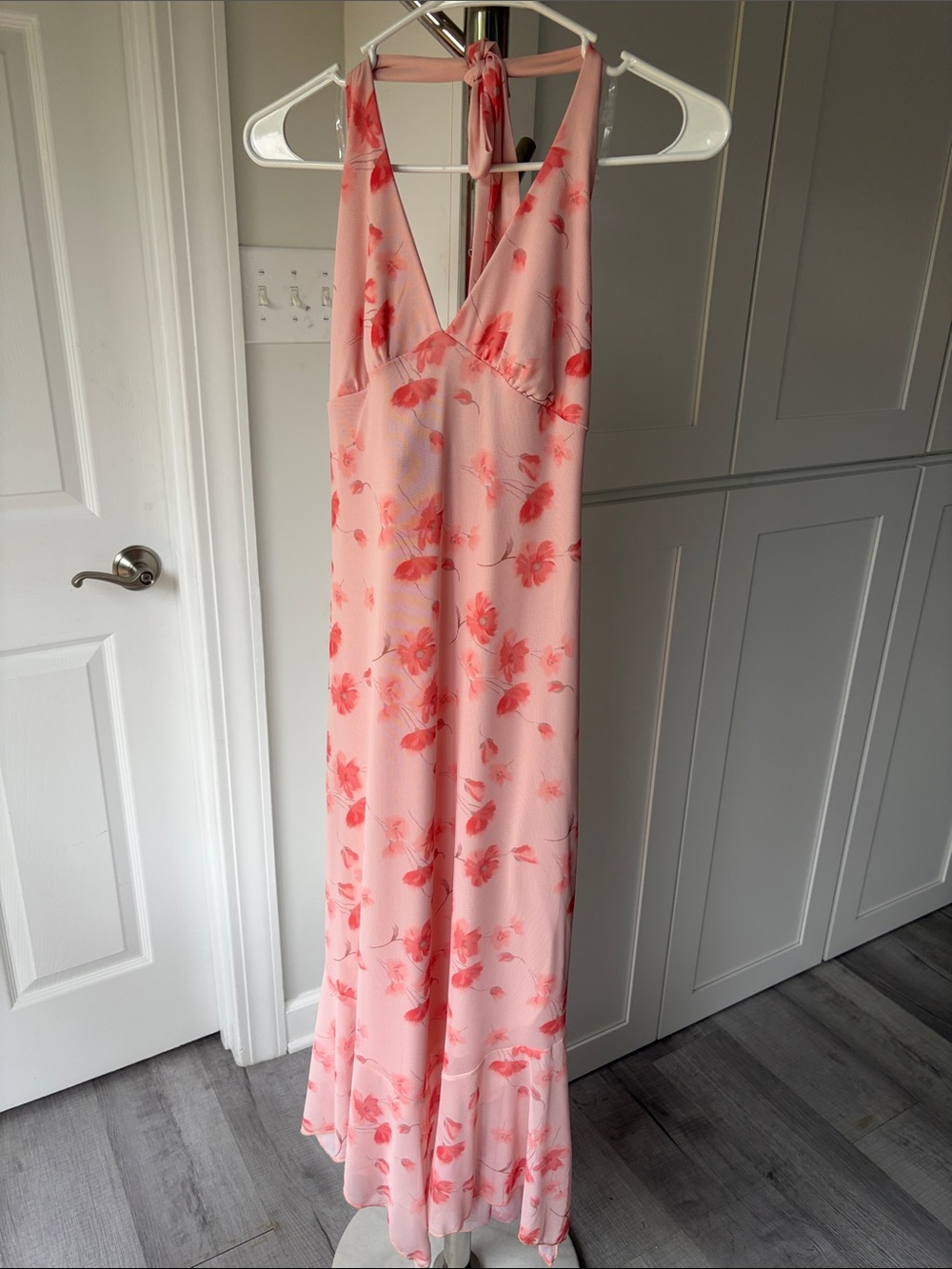 Altar'd State Pink Halter Floral Maxi Dress, Size XS.